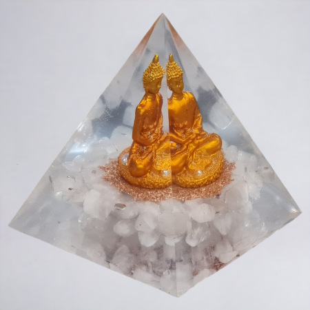 Orgonite pyramide bouddha quartz rose